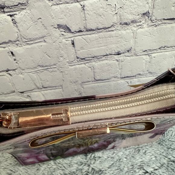 Ted Baker London PVC Tote Bag Pink Purple Floral Top Handles New - Picture 5 of 6